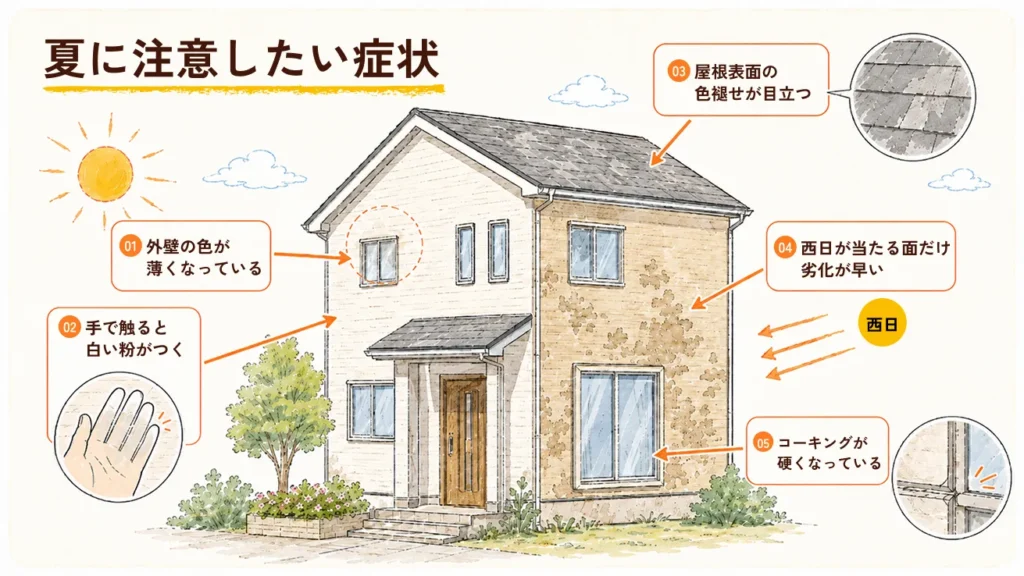 夏に注意したい外壁・屋根の症状