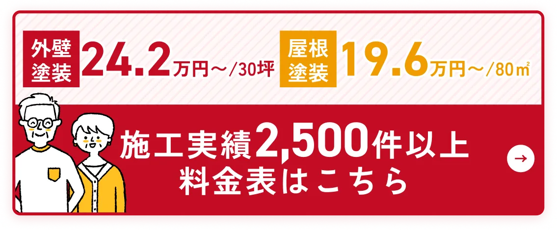 外壁塗装24.2万円〜/30坪 屋根塗装19.6万円〜/80㎡　KJリードの料金表を見る